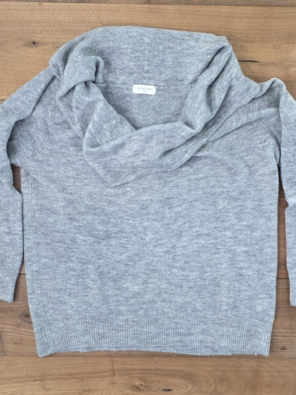 SOPHIE RUE Cowl Neck Pull over Sweater, Knit Top Gray Size Large Like New